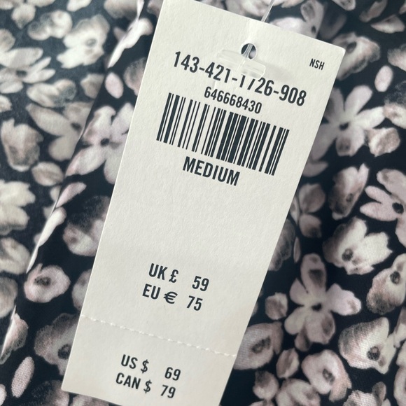 ABERCROMBIE & FITCH NWT Black White Purple Flower Midi Skirt with Slit - Picture 7 of 8